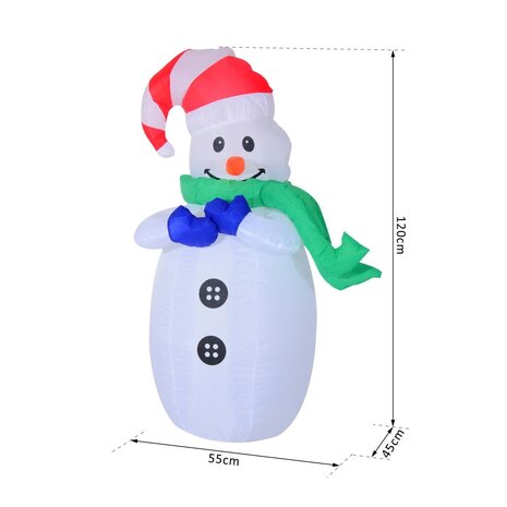 Opblaasbare sneeuwman - Sneeuwman - Sneeuwpop - Kerstversiering - Kerst - Kerstverlichting buiten - Kerstverlichting - 120 cm