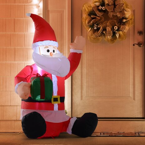 Opblaasbare Kerstman met cadeau en verlichting &ndash; 120 cm - LED