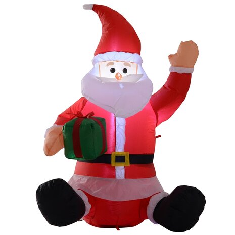 Opblaasbare Kerstman met cadeau en verlichting &ndash; 120 cm - LED