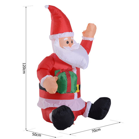 Opblaasbare Kerstman met cadeau en verlichting &ndash; 120 cm - LED