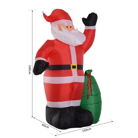 Opblaasbare Kerstman - Kerstman - Kerstversiering - Kerst - Kerstverlichting buiten - Kerstverlichting - 240 cm
