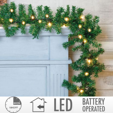 Guirlande met verlichting - Guirlande - Kerstguirlande - Kertversiering - Kerst - 2.7 meter - 35 LED&#039;s