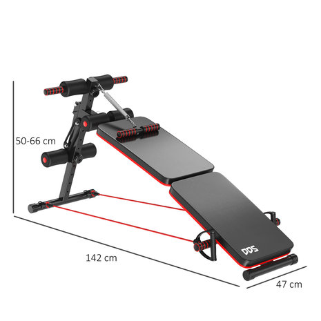 Fitnessbank - Fitnessbank verstelbaar - Halterbank - Buikspierbank -  Fitness - 142 x 47 x 66 cm