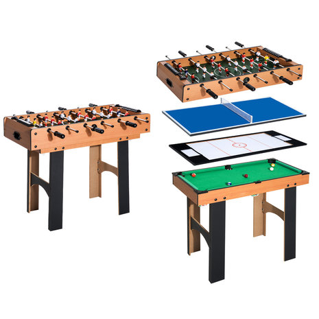 4 in 1  - Voetbaltafel - Tafelvoetbal - Pooltafel - Hockey - Tafeltennistafel - 87 x 43 x 73 cm