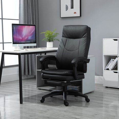 Bureaustoel - Ergonomische bureaustoel - Game stoel - Gaming stoel - Met voetensteun - Tot 150 Kg - Zwart