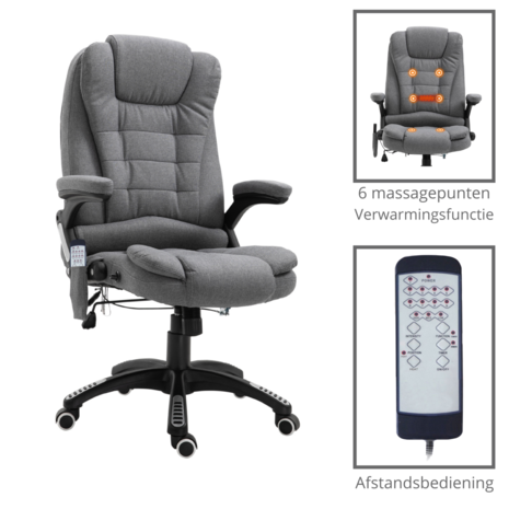 Bureaustoel - Bureaustoel ergonomisch - Directiestoel -  Massage stoel - Bureaustoelen voor volwassenen - Grijs