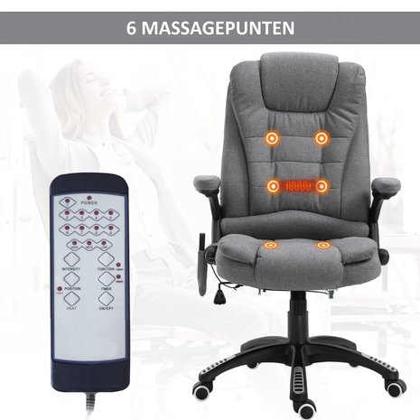 Bureaustoel - Bureaustoel ergonomisch - Directiestoel -  Massage stoel - Bureaustoelen voor volwassenen - Grijs