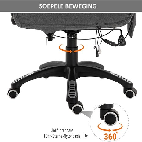 Bureaustoel - Bureaustoel ergonomisch - Directiestoel -  Massage stoel - Bureaustoelen voor volwassenen - Grijs