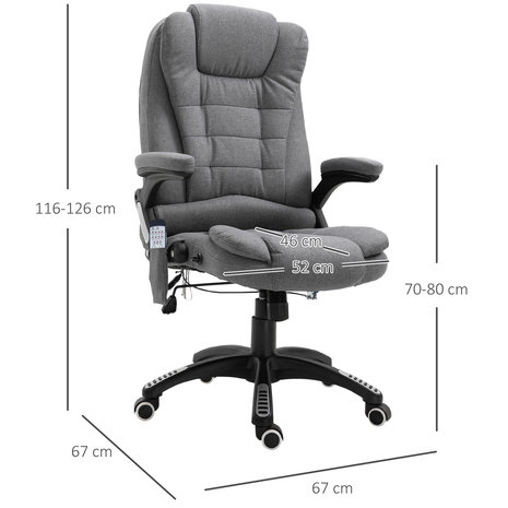 Bureaustoel - Bureaustoel ergonomisch - Directiestoel -  Massage stoel - Bureaustoelen voor volwassenen - Grijs