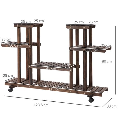 Plantenstandaard &ndash; Plantenrek - plantentafel &ndash; kamerplanten- bloempotten voor binnen - 4 etages - massief hout- 123,5L x 33B x 80H cm