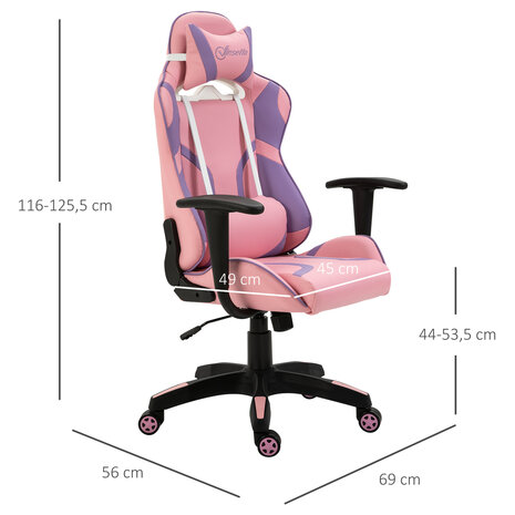 Bureaustoel - Ergonomische bureaustoel - Game stoel - Gaming stoel - Roze/Paars