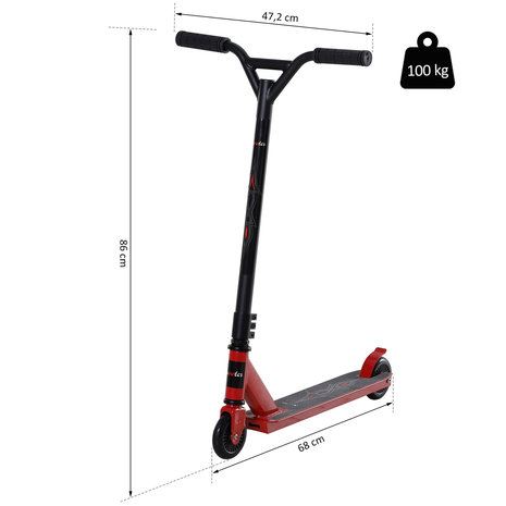 Step - Autoped - Step scooter - Stunt Scooter - Voor kinderen en volwassenen - Zwart - Rood