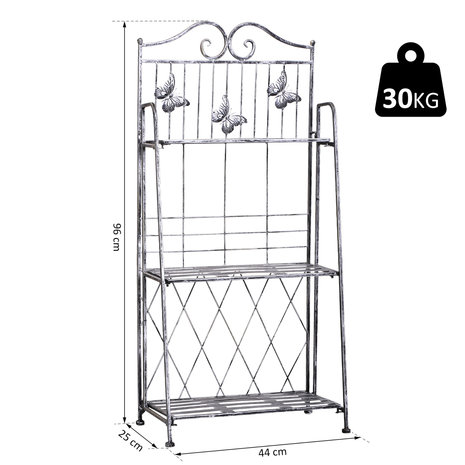 Plantenstandaard - Plantenrek - Bloempot - Bloempotten voor binnen en buiten - Metaal -  Zilvergrijs -  44 x 25 x 96 cm