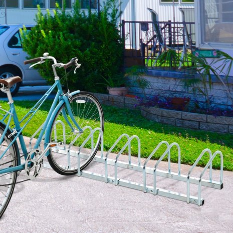 Fietsenrek - Fietsrek -Fietsstandaard - Voor 5 fietsen - Muurmontage mogelijk - 130 x 33 x 27 cm - Verzinkt staal