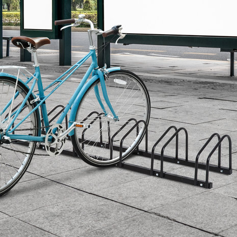 Fietsenrek - Fietsrek -Fietsstandaard - Voor 6 fietsen - Muurmontage mogelijk - 160 x 33 x 27 cm - Zwart