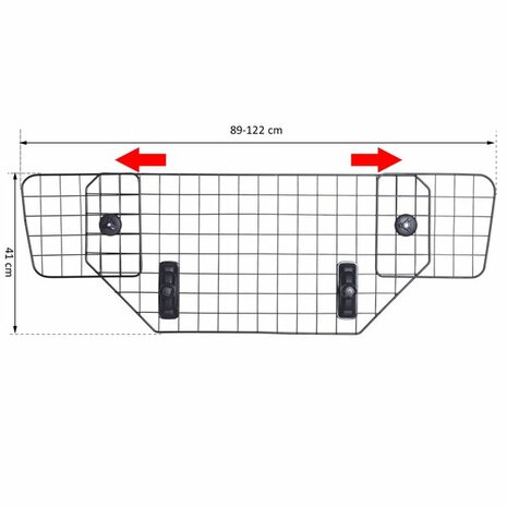 Universeel Hondenrek - Autorek - Bagagerek - Traliemodel - B 89-122cm/ H 41 - Zwart