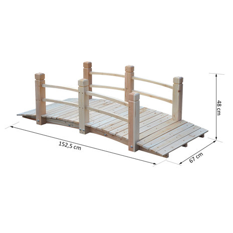 Tuinbrug - Vijver - Loopbrug - Hout - 152,5 x 67 x 48 cm