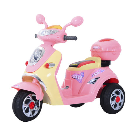 Elektrische Kindermotor -  Elektrische Kinderscooter - Speelgoed - 6V 3 km / h - 108 x 51 x 75 cm -  Roze-  Geel