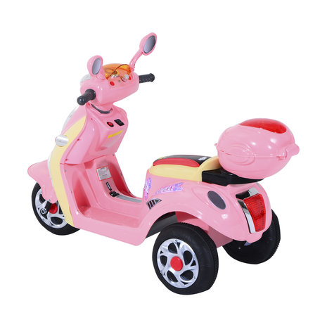 Elektrische Kindermotor -  Elektrische Kinderscooter - Speelgoed - 6V 3 km / h - 108 x 51 x 75 cm -  Roze-  Geel