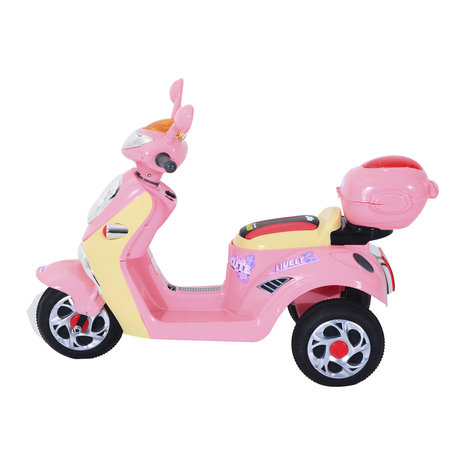 Elektrische Kindermotor -  Elektrische Kinderscooter - Speelgoed - 6V 3 km / h - 108 x 51 x 75 cm -  Roze-  Geel