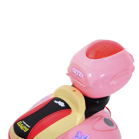 Elektrische Kindermotor -  Elektrische Kinderscooter - Speelgoed - 6V 3 km / h - 108 x 51 x 75 cm -  Roze-  Geel