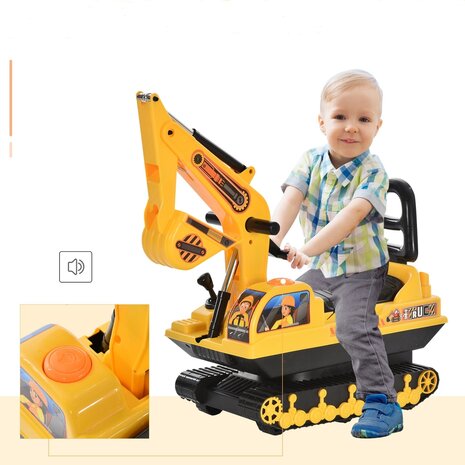 Loopwagen - Kindergraafmachine - Geel/zwart - Speelgoed jongens