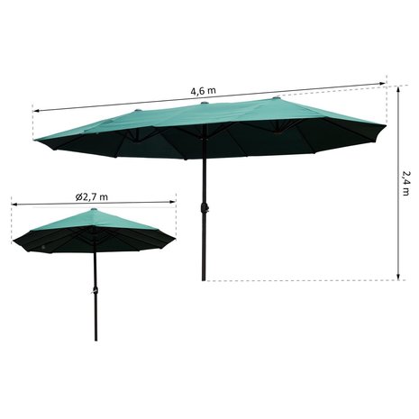Parasol - Zonnescherm - Met handslinger - Donkergroen  - 460 cm