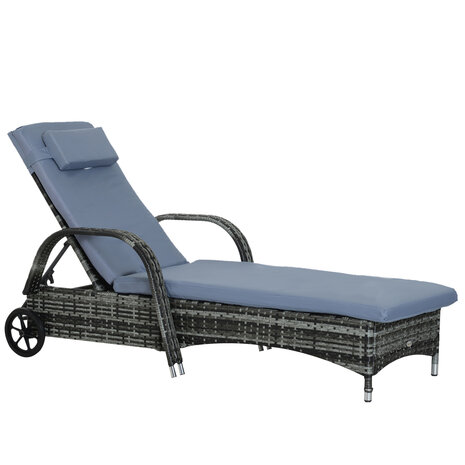 Loungebed buiten - Loungeset - Tuinmeubelen - Tuinstoel - Zonnebed  - Mobiel - Grijs -  L200 x B73 x H (56-103) cm