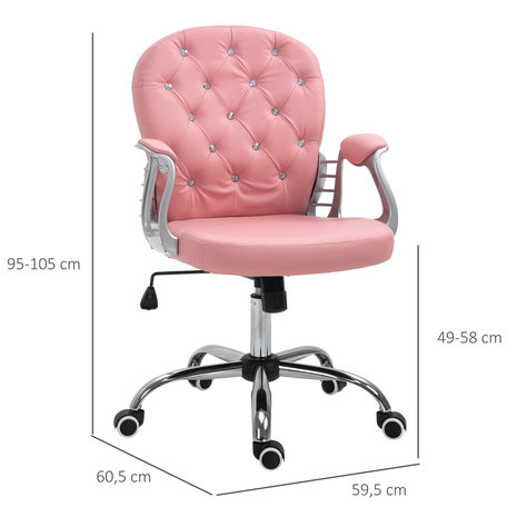 Bureaustoel - Ergonomische bureaustoel - Game stoel - Gaming stoel - Roze - 59,5 x 60,5 x 95-105 cm