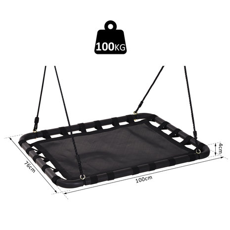 Schommel - Nestschommel - Schommelzitje - Speelgoed - Zwart - 100 x 76 x 4 cm