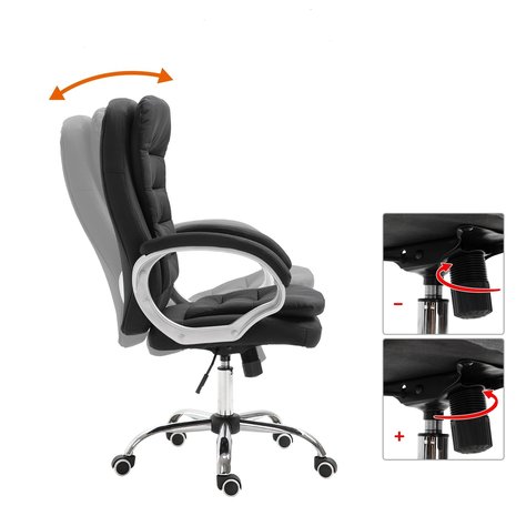 Bureaustoel -  Ergonomische bureaustoel - Directiestoel - Zwart - L64 x B75 x H103-111 cm