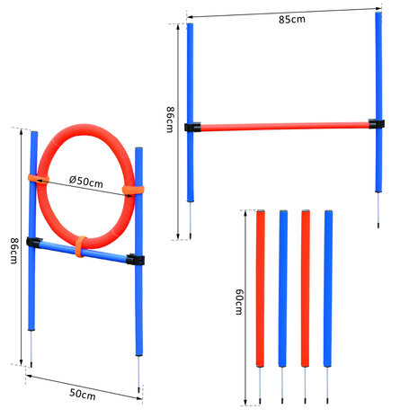 Honden agility set - Agility voor de hond - Agility - Honden parcours - Honden training - Rood/Blauw