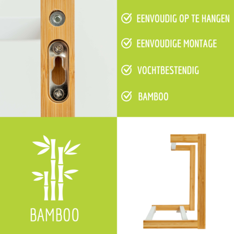 Handdoekrek - Bamboo - Handoekrek badkamer - Handdoekenrek - Handoekenrek badkamer - Bamboe - B55 x D23 x H35 Cm