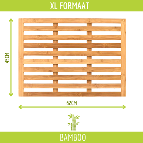 Badmat - Bamboo - Douchemat - Antislipmat douche - Bamboe - 62X45 CM 