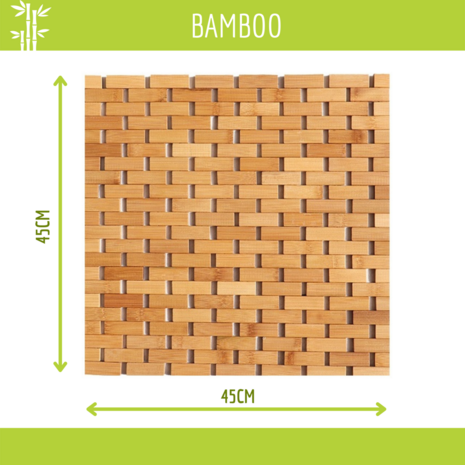 Badmat - Bamboo - Douchemat - Antislipmat douche - Bamboe - 45X45 CM 