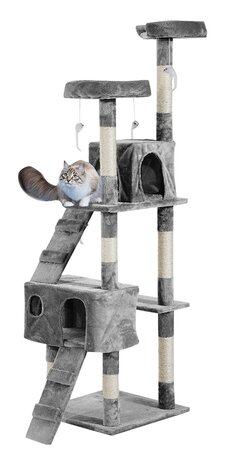 Krabpaal - Kattenkrabpaal  - Krabpaal voor katten - Kattenspeeltjes -  Katten - 170 cm - Beige/Grijs