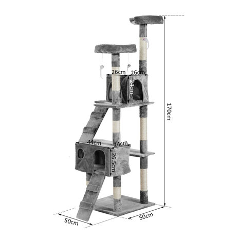 Krabpaal - Kattenkrabpaal  - Krabpaal voor katten - Kattenspeeltjes -  Katten - 170 cm - Beige/Grijs