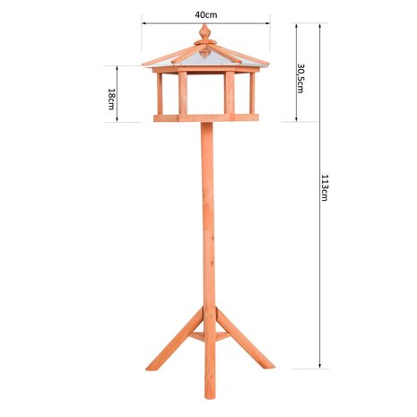 Voederhuisje voor vogels staand - Voederhuis voor vogels - Vogelvoederhuisje -  Met standaard en zinken dak - &Oslash; 40 x 110 cm