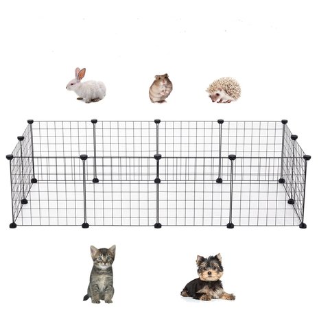 Ren voor kleine huisdieren - Konijnenren - Cavia ren - Hamster ren - Dierenverblijf -  Zwart -  106 x 73 x 36 cm