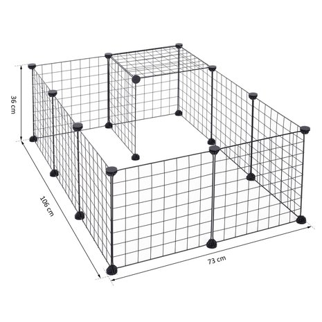 Ren voor kleine huisdieren - Konijnenren - Cavia ren - Hamster ren - Dierenverblijf -  Zwart -  106 x 73 x 36 cm