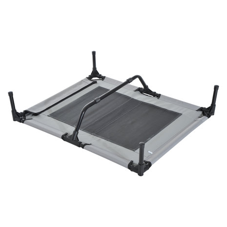 Honden Ligbed met zonnedak - Hondenstretcher met zonnetent -  Honden -  Grijs- zwart - L92 x B76 x H90 cm