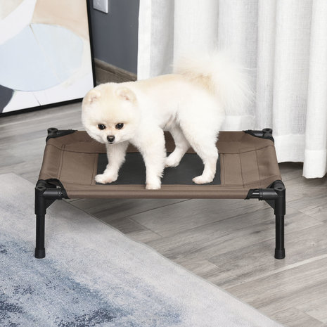 Honden Ligbed met zonnedak - Hondenstretcher met zonnetent -  Honden -  Koffie- zwart - L61 x B46 x H61 cm