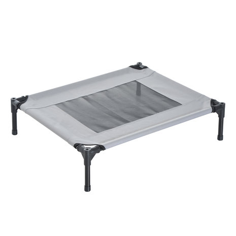 Honden Ligbed met zonnedak - Hondenstretcher met zonnetent -  Honden -  Grijs- zwart - L61 x B46 x H61 cm