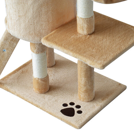 Krabpaal - Kattenkrabpaal  - Krabpaal voor katten - Kattenspeeltjes - Katten - Beige - Wit - L50 x B35 x H131 cm