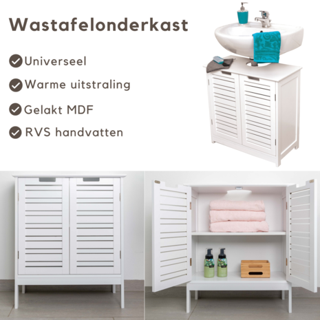 Badkamerset - Wastafel onderkast - Wastafelmeubel - Kolomkast - Badkamerkast - Complete set - Wit