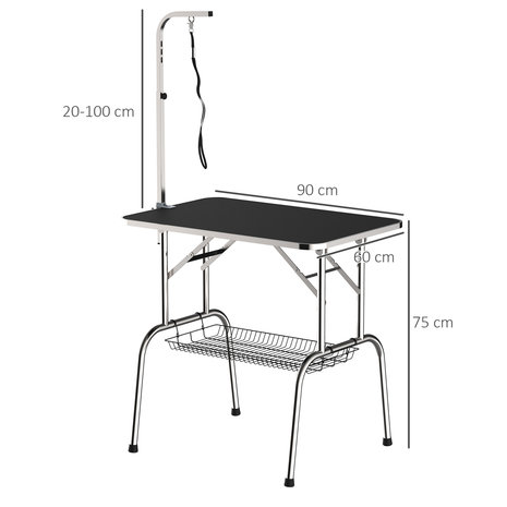 Honden Trimtafel Met Aanlijnoptie - Trimtafels voor honden -  Zwart - L90 x B60 x H75 cm