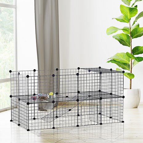 Ren voor kleine huisdieren - Konijnenren - Cavia ren - Hamster ren - Dierenverblijf -  Zwart -  146 x 73 x 73 cm