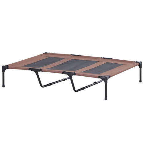 Honden Ligbed met zonnedak - Grote Hondenbed Stretcher met UV Canopy - Hondenstretcher met zonnetent - XXL - 110x68cm - Koffie