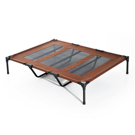 Honden Ligbed -  Grote Hondenbed Stretcher - Hondenstretcher - Hondenkussen - Portable Draagbaar - XXL - 122x92x23cm -  Koffiebruin + zwart