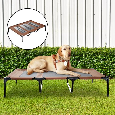 Honden Ligbed -  Grote Hondenbed Stretcher - Hondenstretcher - Hondenkussen - Portable Draagbaar - XXL - 122x92x23cm -  Koffiebruin + zwart